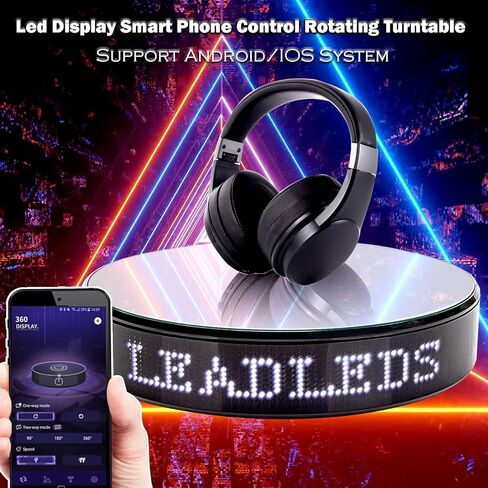 Leadleds Motorized Rotating Display Stand, 8" Photography Turntable with LED Sign Display, 360 Degree Rotated Display Holder Stand for Live Streaming Props Model Product Display in Saudi Arabia