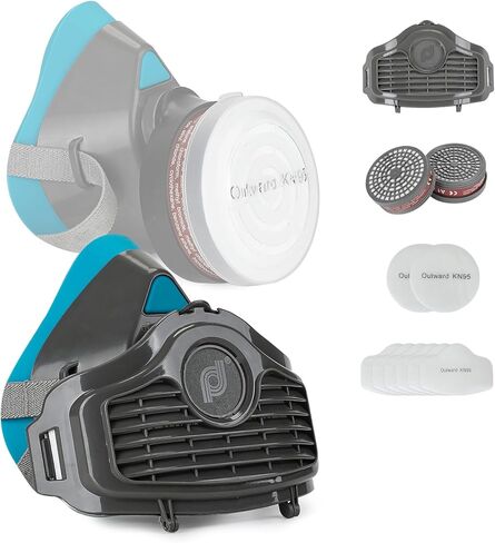 كمامات قابلة لإعادة الاستخدام، غطاء نصف وجه ونظارة أمان مضادة للضباب، مجموعة نصف غطاء وجه للطلاء واللحام والرش والصنفرة وضد الغبار والمواد الكيميائية in Kuwait