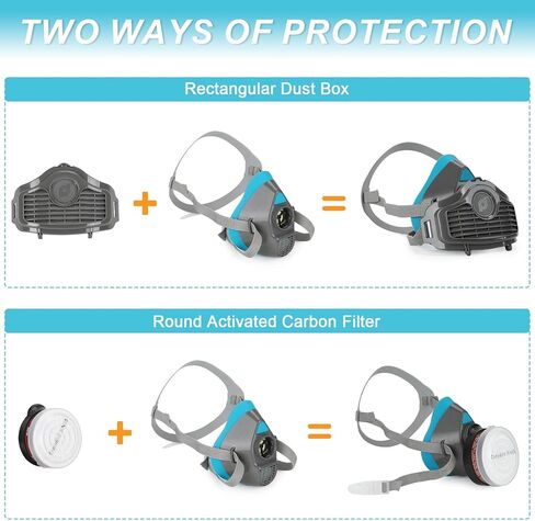 كمامات قابلة لإعادة الاستخدام، غطاء نصف وجه ونظارة أمان مضادة للضباب، مجموعة نصف غطاء وجه للطلاء واللحام والرش والصنفرة وضد الغبار والمواد الكيميائية in Kuwait