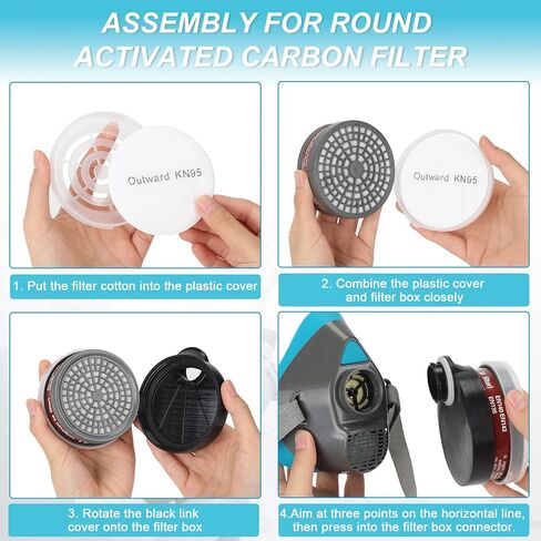 كمامات قابلة لإعادة الاستخدام، غطاء نصف وجه ونظارة أمان مضادة للضباب، مجموعة نصف غطاء وجه للطلاء واللحام والرش والصنفرة وضد الغبار والمواد الكيميائية in Kuwait