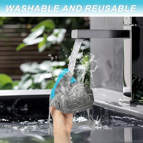 كمامات قابلة لإعادة الاستخدام، غطاء نصف وجه ونظارة أمان مضادة للضباب، مجموعة نصف غطاء وجه للطلاء واللحام والرش والصنفرة وضد الغبار والمواد الكيميائية in Kuwait