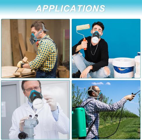 كمامات قابلة لإعادة الاستخدام، غطاء نصف وجه ونظارة أمان مضادة للضباب، مجموعة نصف غطاء وجه للطلاء واللحام والرش والصنفرة وضد الغبار والمواد الكيميائية in Kuwait