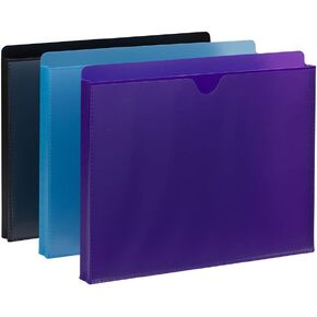 Smead Poly File Jacket with Clear Sleeve, Straight-Cut Tab, 1" Expansion, Letter Size, Assorted Colors, 2 per Pack (89611)