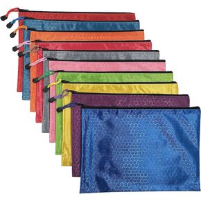 Mity rain 10Pcs Waterproof Zipper File Bags-A4 Size Oxford Office Filing Documents Storage Folder, Cosmetics Offices Supplies Travel Accessories Pouch- 10 Colors