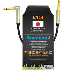 WORLDS BEST CABLES 30 Inch – Pedal, Effects, Patch, Instrument Cable Custom Made Using Mogami 2319 Wire & Amphenol ACPM-RN-AU & ACPM-GN-AU M-Series Angled & Straight Gold TS Plugs