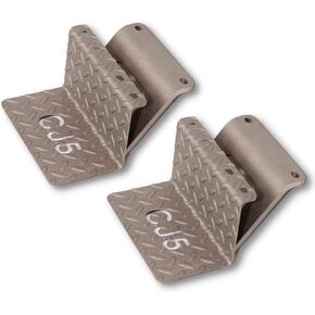 CJ5 Side Steps Compatible with Jeep © CJ Vehicles (Pair) - Solid Steel Construction - Metal Diamond Treadplate Traction Design - Universal Fitment on Classic CJ-5 (CJ7 Cutout)