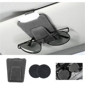 Sunglasses Holders for Car Sun Visor,Magnetic Glasses Hanger Mounter Leather Eyeglasses Holder Sunshade Storage Ticket Card Clip with Car Coaster,Universal Car Accessories