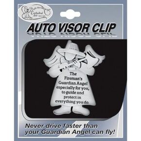 FIREFIGHTER Fireman - Pewter Auto VISOR CLIP - GUARDIAN Angel - Protect - Inspirational GIFT
