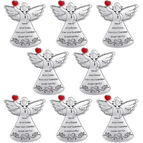 Guardian Angel Sun Visor Clip Never Drive Faster Fun Car Accessories Car Stuff for Teens Christian Car Visor Clip Angel Visor Clip Religious Gift for Teens, Family, Friend, Driver (8 Pieces)