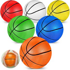 6 Pcs Mini Soft Foam Basketball 5'' Indoor Sponge Basketball for Mini Hoop Water Basketball for Pool Toddlers Kids Beginner for Practice Games or Adults Basketball Accessories (Vivid Color)