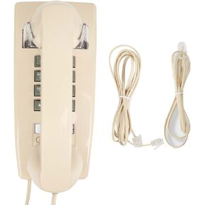 Retro Wall Phones, Old Wall Mounted Phone Landline Phone with Loud Mechanical Ringing Vintage Wall Corded Telephone with Volume Adjustable for Home, Hotel, School and Office (Beige)