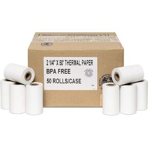 2-1/4 X 50 Thermal Paper Verifone Vx520 Ingenico ICT220 ICT250 FD400, 50 BPA Free Rolls by Rollxy
