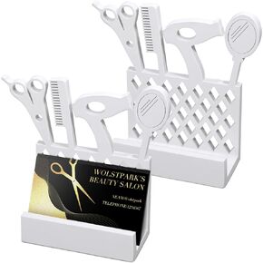 2 Pcs Hair Stylist Business Card Holder Wooden Display Business Card Stand Business Card Holder for Desk White Salon Gift for Beautician Hair Dresser Office Reception Tabletop Counter
