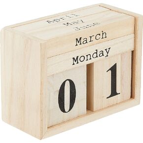 Bloomingville Paulownia Wood Perpetual Calendar, Nature