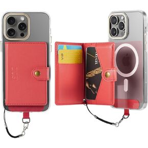 for Apple Magnetic Phone Wallet,Compatible with Magsafe Wallet with 5 Card Holder & with RFID Blocking for iPhone 15/14/13/12 pro Max/Mini/plus,Vegan Leather,Red in Kuwait