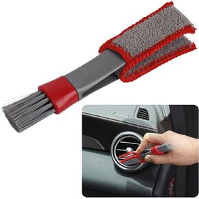 2 PCS Double Head Brush for Car Clean, Soft Auto Interior Duster Detailing Brushes, Universal Vehicle Dashboard Screen, Air Vents, Computer etc Cleaning Tool Accessories (Black)