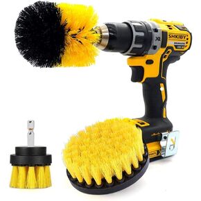 3-Piece Detailing Brush Set - Durable Polypropylene Bristles, Ideal for Car Wash, Bathroom Cleaning, Tile, Grout, Shower, Wheel - Yellow