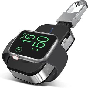 Portable Wireless Charger for Apple Watch 9/8/7/6/5/4/3/2/1/SE, 1000mAh Magnetic Keychain Power Bank Watch Charger Travel with 4 LED Indicators Compatible for All Apple iWatch Series