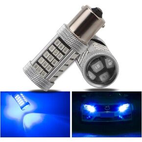 EverBrightt 2-Pack 990 Lumens Blue 1156 BA15S 2835 66SMD LED مصباح إشارة الانعطاف للسيارة RV Camper عكس أضواء وقوف السيارات مع عدسة