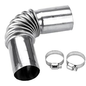 1 PC Car Exhaust Pipe Tube Connector with Clamps, 5.1In Metal Flexible Corrugated Vehicle Heater Exhaust Pipe Accessories, Universal Heavy Duty Replacement for Diesel Boat (Silver #Straight)