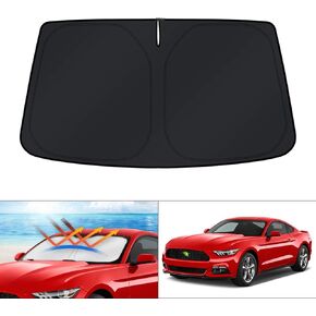 مظلة شمس للزجاج الأمامي مناسبة حسب الطلب لسيارة Ford Mustang 2015-2023 (ليس لسيارة Ford Mustang Mach-E) مظلة واقية من الشمس قابلة للطي كتل الأشعة فوق البنفسجية تحافظ على برودة سيارتك