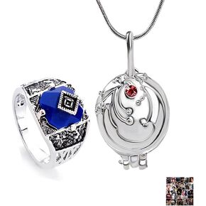 12 pcs The Vampire Diaries Jewelry Sticker Elena Gilbert Opening Vervain Locket Pendant Necklace Daylight Walking Signet Caroline's Ring Jewelry Set Cosplay for Fans