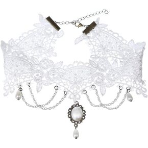 Princess Bridal Romantic Classic White Tassels Lace Pearl Pendant Necklace