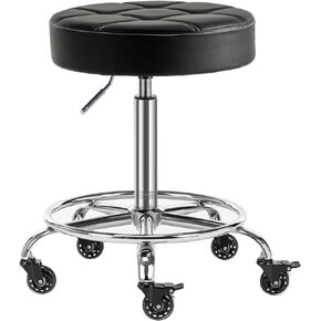 Lockable Rolling Stool Adjustable Swivel Stool with Noiseless Rubber Wheels and Foot Rest for Kitchen Medical Esthetician Studio