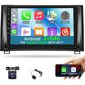 [2+64G] Car Radio for Toyota Tundra 2014-2017 with Wireless Apple Carplay and Android Auto - 9 Inch Touchscreen Android 13 Car Stereo - Multiple UI/GPS/WiFi/SWC + AHD Backup Camera