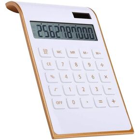 آلة حاسبة باللون الذهبي الوردي، آلة حاسبة مكتبية أساسية مزدوجة الطاقة مكونة من 10 أرقام، لوازم مكتبية وملحقات مكتبية مع شاشة LCD كبيرة (أبيض) in Kuwait