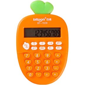 Toyvian Desktop Calculator 12 Digit, Kawaii Mini Kids Calculator Cute Carrot Portable Small Basic Students Calculators for Home School Office Supplies