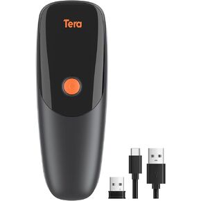 Tera Pro Extreme Performance 1D CCD Wireless Barcode Scanner Mini Portable 2500 Pixel Pocket Handheld Bar Code Reader Work with Bluetooth & 2.4G Wireless & USB Wired for iOS Android PC Tablet 1300C