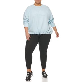 DKNY Women's Plus Crew Neck Placed Puff Logo Top