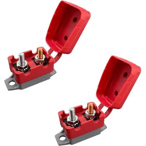 2 PCS DC 12V-24V Automatic Reset Circuit Breaker, Automotive Reset Breaker with Cover Stud Bolt, Short Stop Circuit Breaker for Battery Charger, Truck, Car Engine and More (20 A)