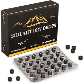 Shilajit Pure Himalay Resin Dry Drops Tablets |Himalaya shilajit, Immune Support,Pure Natural shilajit | 85+Trace Minerals & Fulvic Acid for Energy, Pure Himalayan Resin 60 Tablets (1 Pack)