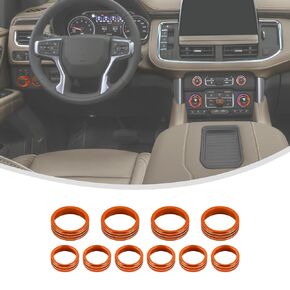 Linskip Dash Control Knob Trim Kit Compatible with 2024 2023 2022 2021 Chevy Suburban, Fit for 2021-2024 Chevrolet Tahoe, Switch Knob Covers for Suburban & Tahoe Interior Accessories(red)