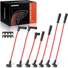 A-Premium Ignition Spark Plug Wires Set of 7 Compatible with Jeep Grand Cherokee 93-98, Wrangler 91-95, 97-99, Cherokee 91-99, Comanche 91-92, 4.0L, 7MM, Replace# 56041856AA