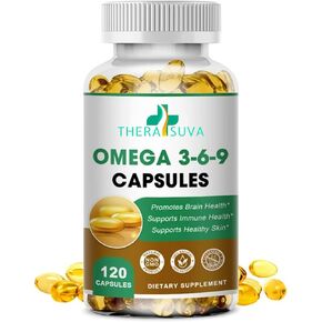 High-Potency Omega 3-6-9, 100% Vegan Sourced Supplement for Heart and Joint Health 120 Softgels, 60 Day Supply