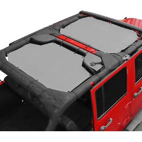 JeCar JKU Sun Shade Mesh Sunshade Provides UV Sun Protection for Jeep Wrangler 2007-2018 JK Unlimited 4 Door Front & Rear, 2 Pieces