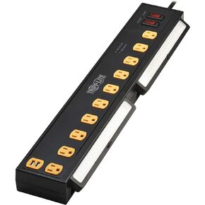 Tripp Lite Heavy Duty Surge Protector Power Strip with Work Lights, 10-Outlets for Industrial & Garage, 2 USB Ports, 10ft Power Cord, 4500 Joules, 150,000 Insurance (TLP1010USB)