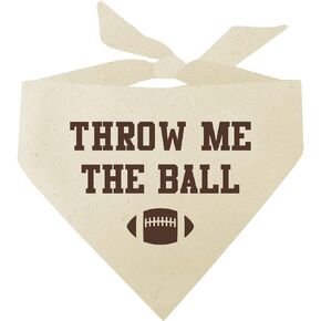 Throw Me The Ball Football Dog Bandana (Natural, OS 861)