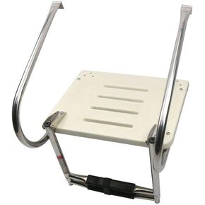 Stainless Steel 2 Step Swim Platform Ladder Telescoping Boat Ladder 2 Rails with 2 Anti-Slip Footsteps for Boats Marines Ships Yachts (Fiberglass-2 Step)