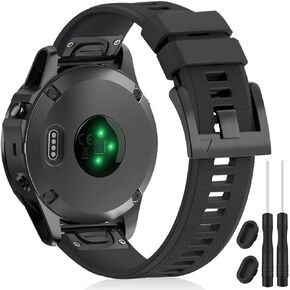 Bands Compatible with Garmin Fenix 5 Watch Strap Replacement Silicone Band for Fenix 7/Fenix 6/Fenix 6 Pro/Fenix 5/Fenix 5 Plus/Forerunner 935/Forerunner 945/Approach S60/S62/Quatix 5/Qatix 6, Not Fit 5X, 5S