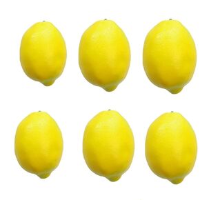 Artificial Lemons, 6PCS Yellow Lifelike Lemon, Fake Fruit Lemons, Simulation Lemon for Kitchen Home Party Decoration
