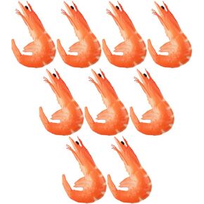 Kisangel 9pcs Fake Shrimp Model Artificial Shrimps Figures Food Realistic Seafood Decoration for Display Photo Props