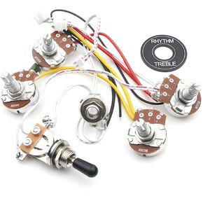 Guitar LP 2V 2T 3 Way Toggle Switch Wiring Harness Kit Big 500K Pots Jack Les Pual Style Black Tip Cap Electric Guitar Replacement