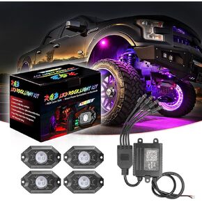 RGB LED Rock Lights 12 Pods, SWATOW 4x4 Multicolor Neon Lights Kit Underglow Wheel Well Lights with Bluetooth Controller Waterproof Neon Rock Lights for Pickup Off Road UTV Truck ATV Car