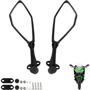 Ninja 300 Mirrors Motorcycle Rear View Mirror Ninja 250 ZX 6R 636 300R EX300 ABS 2011-2018 / Ninja 400 2011-2021 (Black)