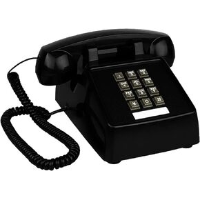 TelPal Landline Phones for Home Office Hotel School Corded Single Line Heavy Desktop Basic Telephone for Seniors Retro Classic Old Fashion Movie Decor Telephones with Loud Metal Bell Ringer (Black)