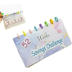 ملف التوفير l تحدي التوفير لمدة 52 أسبوعًا، كتاب الميزانية القابل لإعادة الاستخدام، مجلد التوفير النقدي، كتاب تحديات التوفير مع الأظرف، منظم النقود مع غطاء بلوري، مخطط كتاب الميزانية (قطعة واحدة) in Kuwait